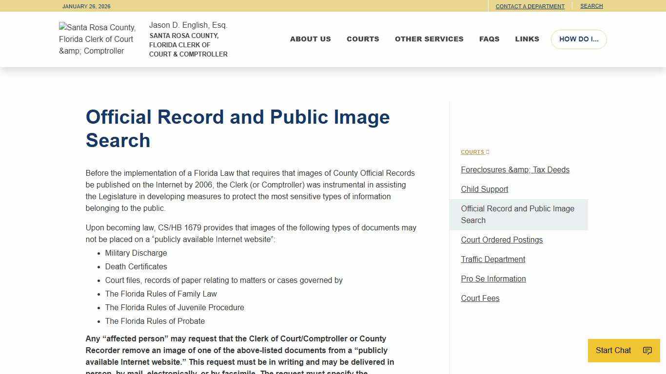 Jason D. English, Esq. Santa Rosa County, FL Clerk of Court & Comptroller