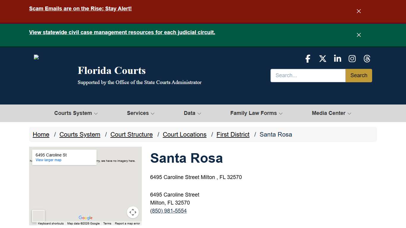 Santa Rosa / First District / Court Locations / Court Structure / Courts System - - Florida Courts
